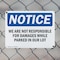 Signmission We Are Not Responsible For Damages While, 10 in W x Rectangle, Plastic OS-2PACK-NS-P-710-L-18989 - alternate 2